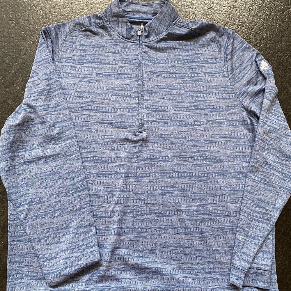 johnnie-O Men's XL Blue Heathered 1/4 Zip Mock Neck Stretch Pullover